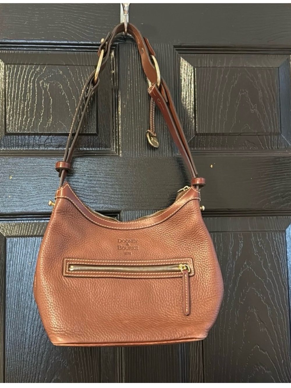 Dooney & Bourke Cognac Pebbled Leather Shoulder Hobo